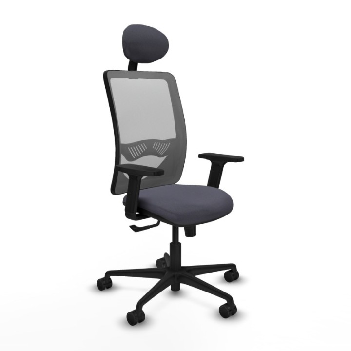 Zulema sincro malla gris bali gris oscuro brazos 2D base nailon cabecero fijo ruedas 65mm nailon