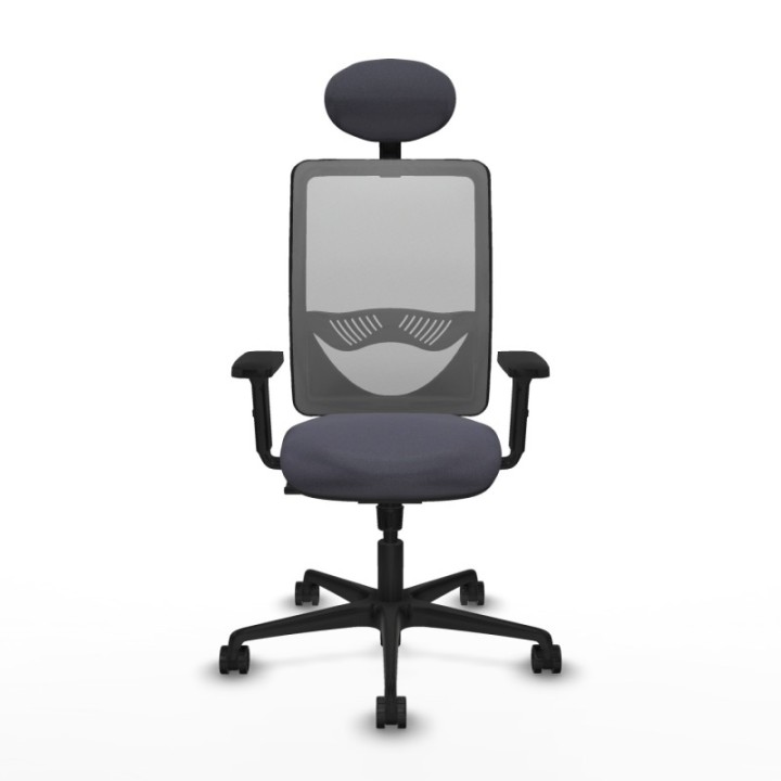 Zulema sincro malla gris bali gris oscuro brazos 2D base nailon cabecero fijo ruedas 65mm nailon