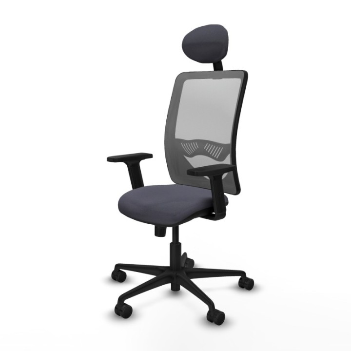 Zulema sincro malla gris bali gris oscuro brazos 2D base nailon cabecero fijo ruedas 65mm nailon