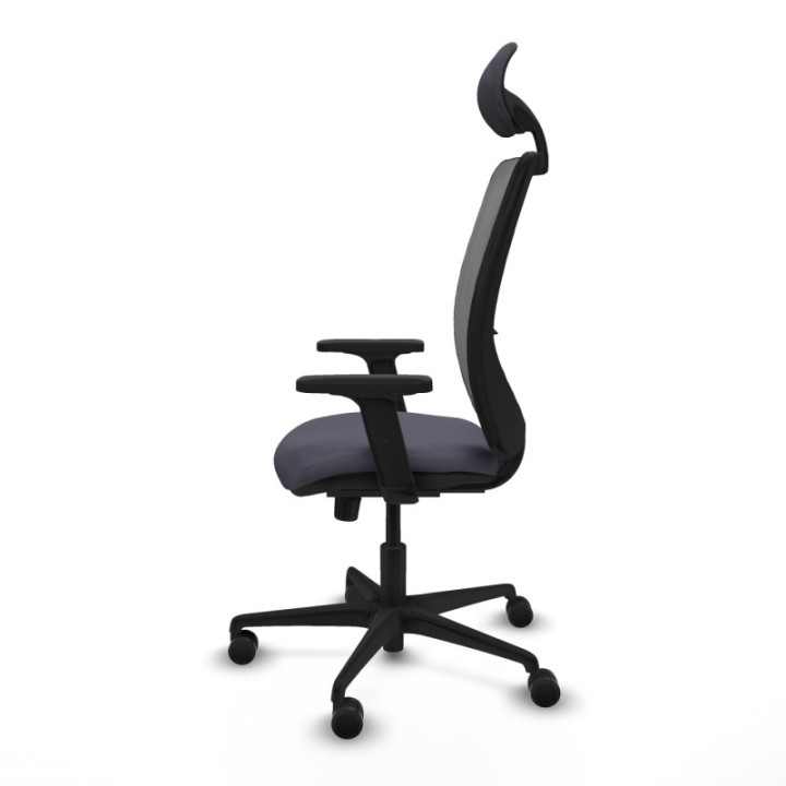 Zulema sincro malla gris bali gris oscuro brazos 2D base nailon cabecero fijo ruedas 65mm nailon