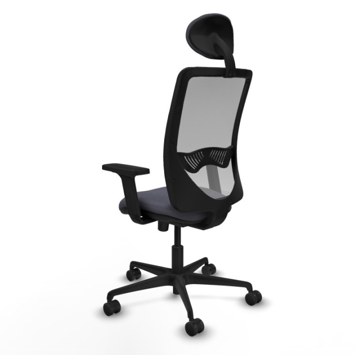 Zulema sincro malla gris bali gris oscuro brazos 2D base nailon cabecero fijo ruedas 65mm nailon