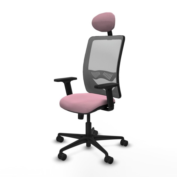 Zulema sincro malla gris bali rosa brazos 2D base nailon cabecero fijo ruedas 65mm nailon