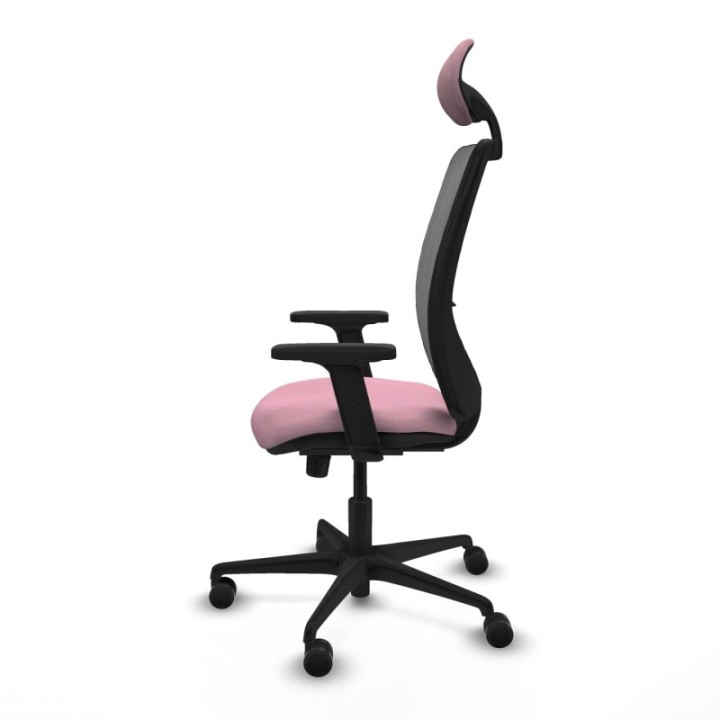 Zulema sincro malla gris bali rosa brazos 2D base nailon cabecero fijo ruedas 65mm nailon