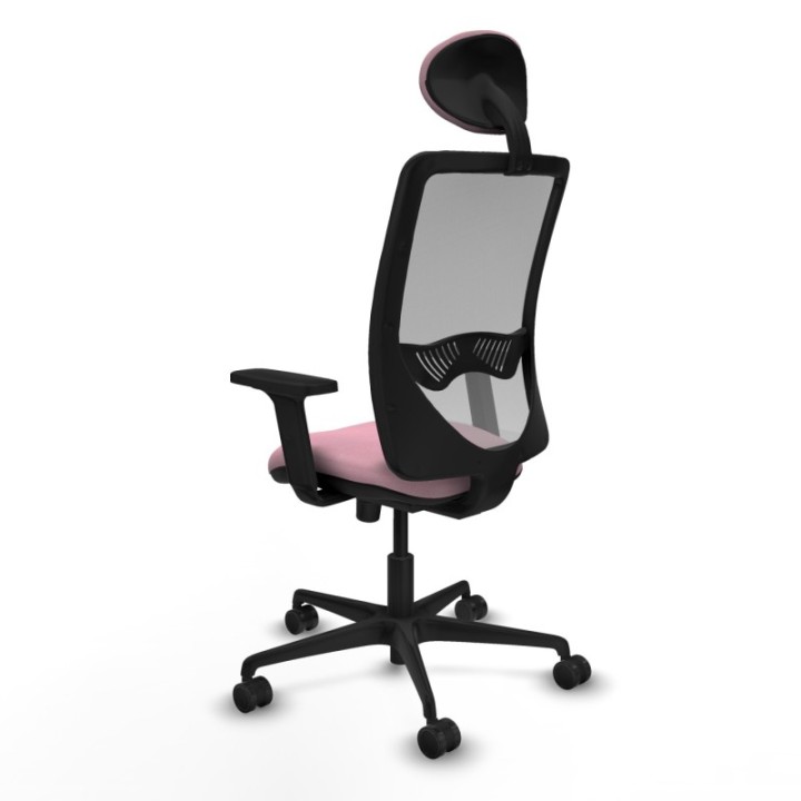 Zulema sincro malla gris bali rosa brazos 2D base nailon cabecero fijo ruedas 65mm nailon