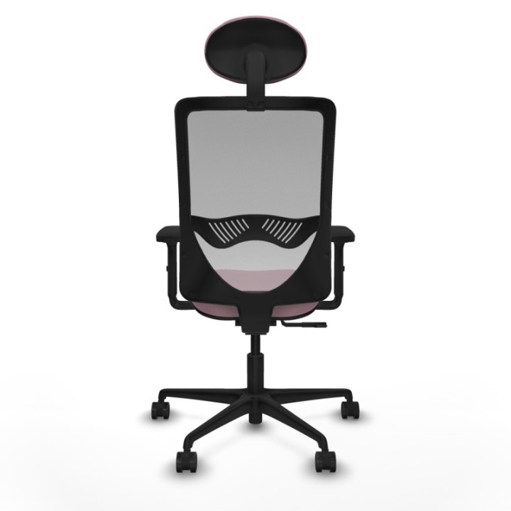 Zulema sincro malla gris bali rosa brazos 2D base nailon cabecero fijo ruedas 65mm nailon