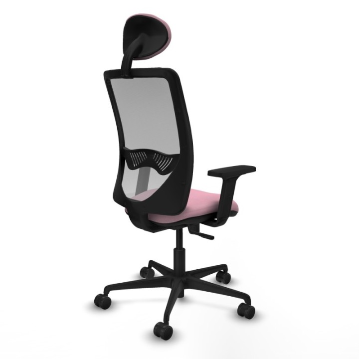 Zulema sincro malla gris bali rosa brazos 2D base nailon cabecero fijo ruedas 65mm nailon