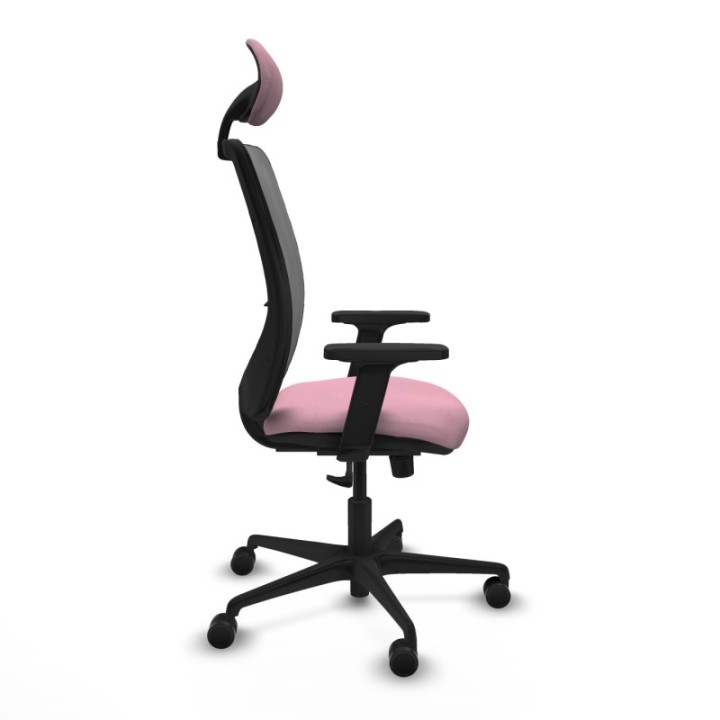 Zulema sincro malla gris bali rosa brazos 2D base nailon cabecero fijo ruedas 65mm nailon