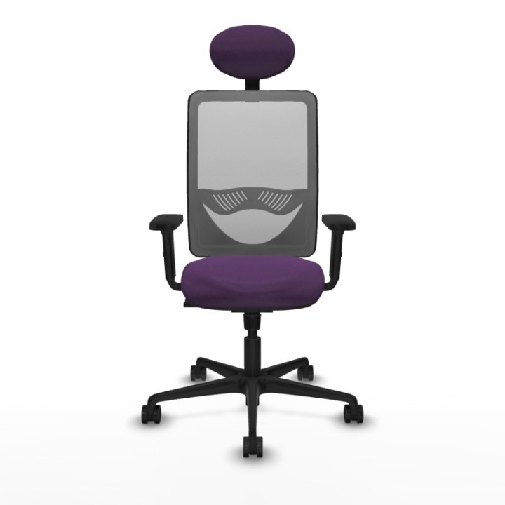 Zulema sincro malla gris bali morado brazos 2D base nailon cabecero fijo ruedas 65mm nailon