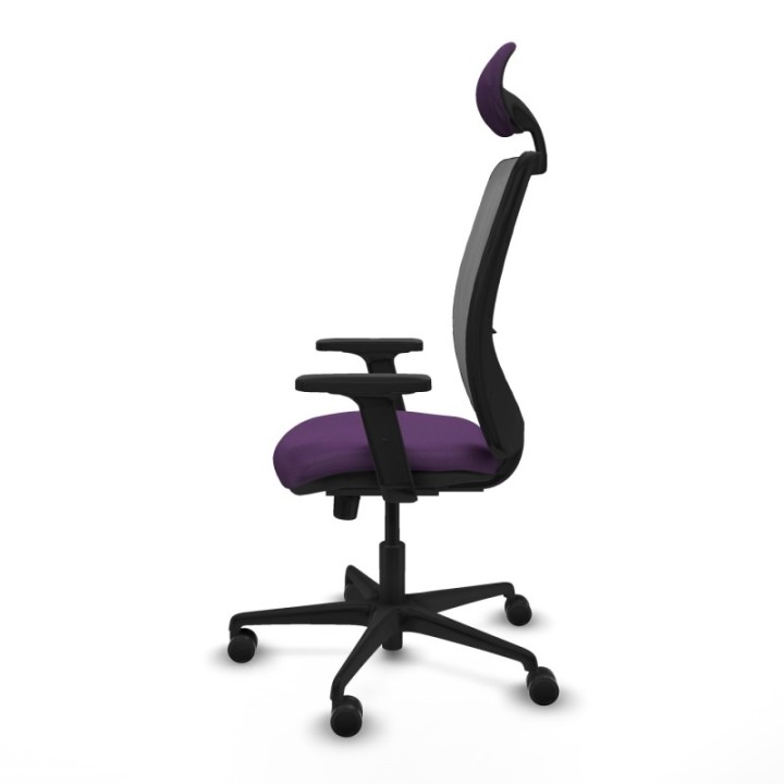 Zulema sincro malla gris bali morado brazos 2D base nailon cabecero fijo ruedas 65mm nailon