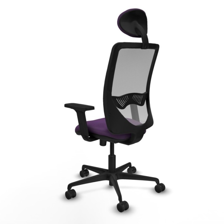 Zulema sincro malla gris bali morado brazos 2D base nailon cabecero fijo ruedas 65mm nailon