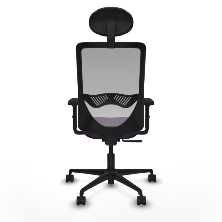 Zulema sincro malla gris bali morado brazos 2D base nailon cabecero fijo ruedas 65mm nailon