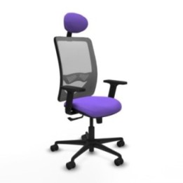 Zulema sincro malla gris bali lila brazos 2D base nailon cabecero fijo ruedas 65mm nailon