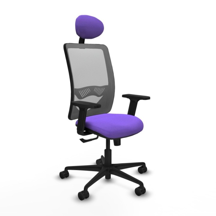 Zulema sincro malla gris bali lila brazos 2D base nailon cabecero fijo ruedas 65mm nailon