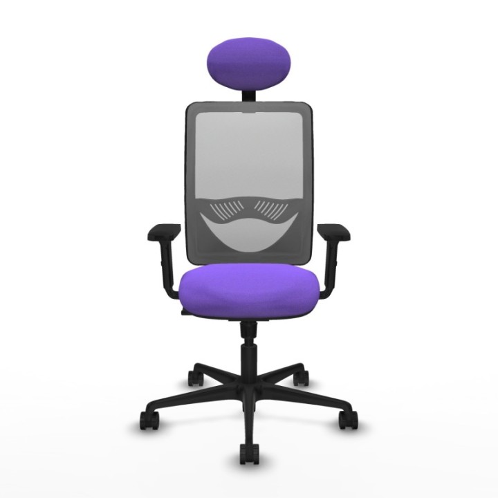 Zulema sincro malla gris bali lila brazos 2D base nailon cabecero fijo ruedas 65mm nailon