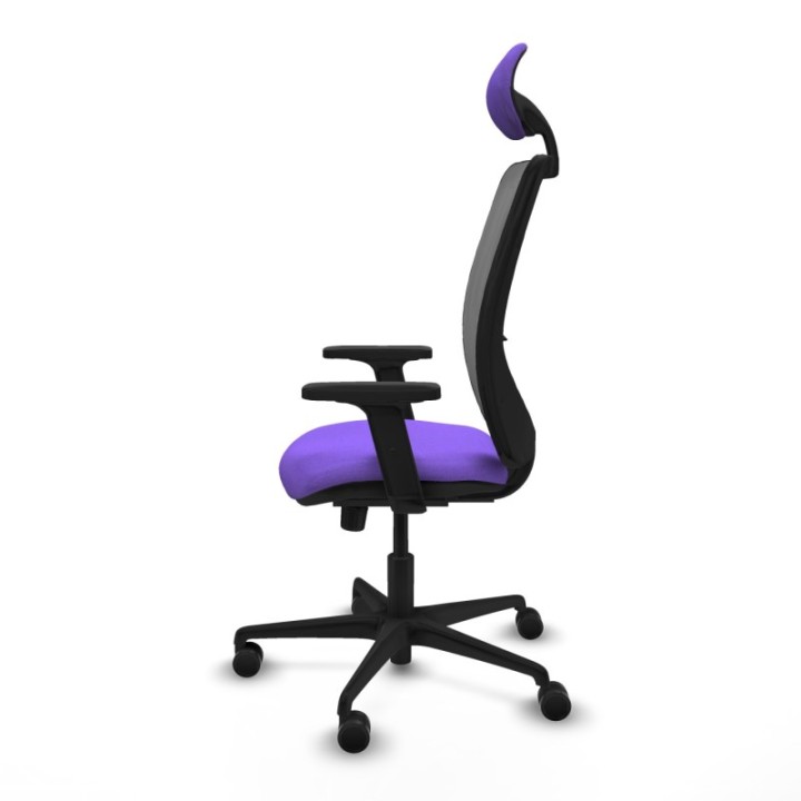 Zulema sincro malla gris bali lila brazos 2D base nailon cabecero fijo ruedas 65mm nailon