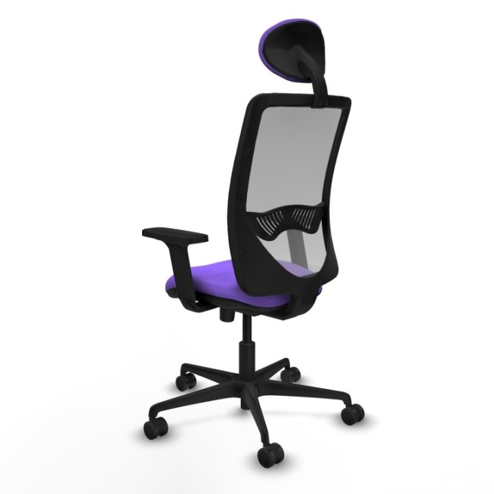 Zulema sincro malla gris bali lila brazos 2D base nailon cabecero fijo ruedas 65mm nailon