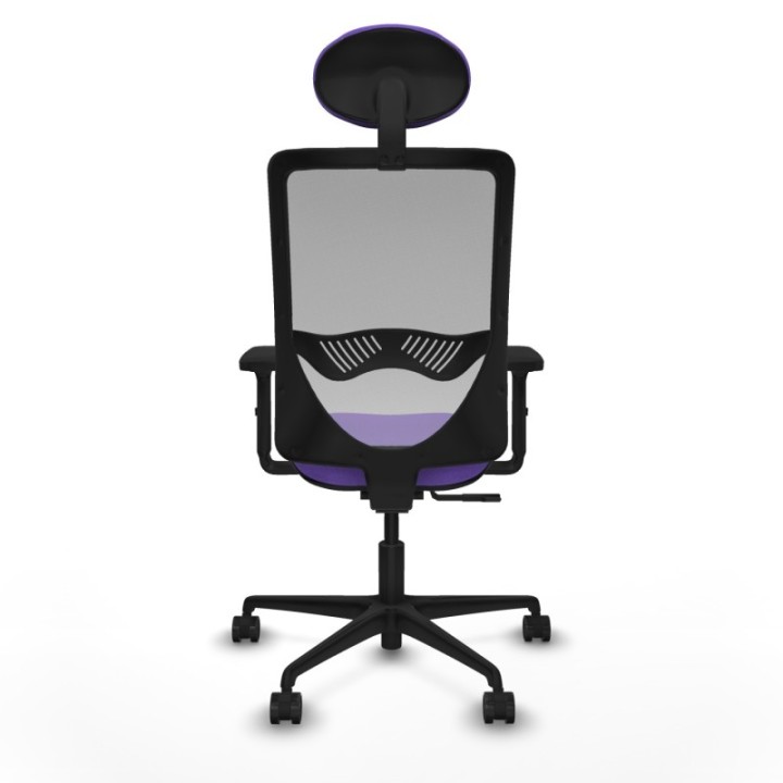 Zulema sincro malla gris bali lila brazos 2D base nailon cabecero fijo ruedas 65mm nailon