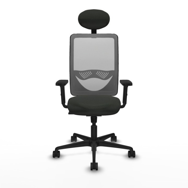 Zulema sincro malla gris bali negro brazos 2D base nailon cabecero fijo ruedas 65mm nailon