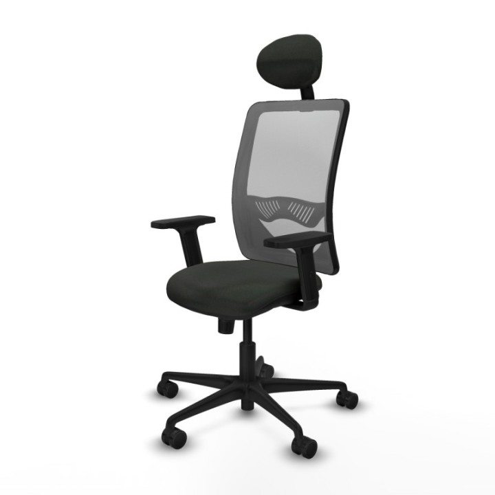 Zulema sincro malla gris bali negro brazos 2D base nailon cabecero fijo ruedas 65mm nailon