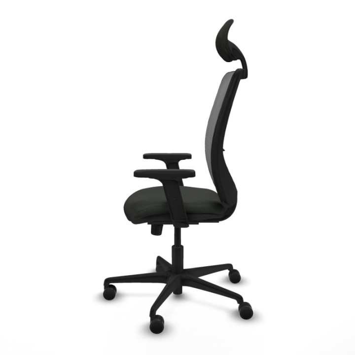 Zulema sincro malla gris bali negro brazos 2D base nailon cabecero fijo ruedas 65mm nailon