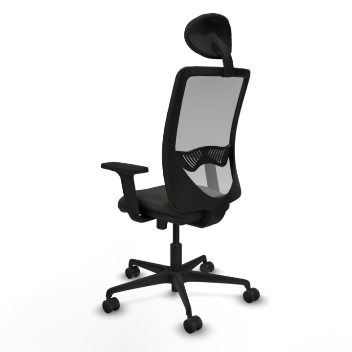 Zulema sincro malla gris bali negro brazos 2D base nailon cabecero fijo ruedas 65mm nailon