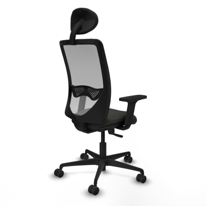 Zulema sincro malla gris bali negro brazos 2D base nailon cabecero fijo ruedas 65mm nailon