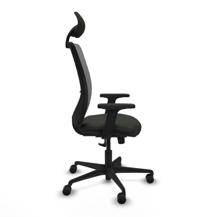 Zulema sincro malla gris bali negro brazos 2D base nailon cabecero fijo ruedas 65mm nailon