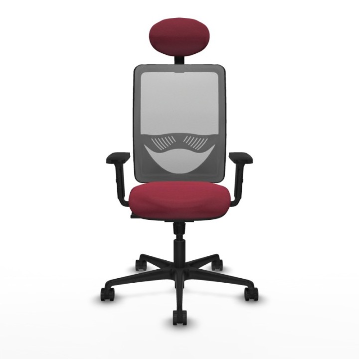 Zulema sincro malla gris bali granate brazos 2D base nailon cabecero fijo ruedas 65mm nailon