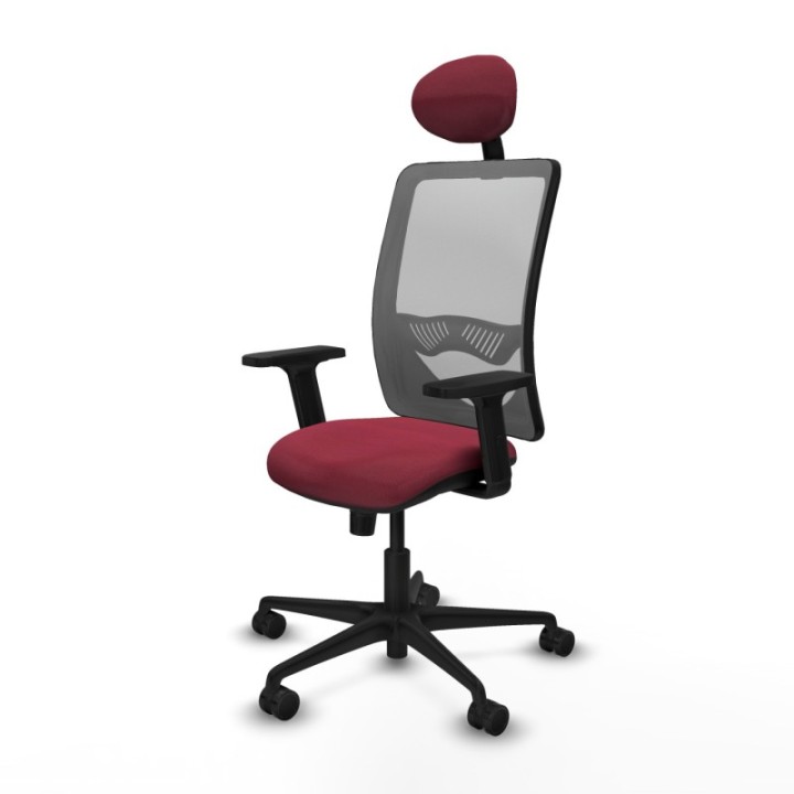 Zulema sincro malla gris bali granate brazos 2D base nailon cabecero fijo ruedas 65mm nailon