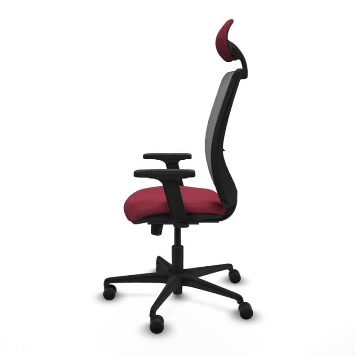 Zulema sincro malla gris bali granate brazos 2D base nailon cabecero fijo ruedas 65mm nailon