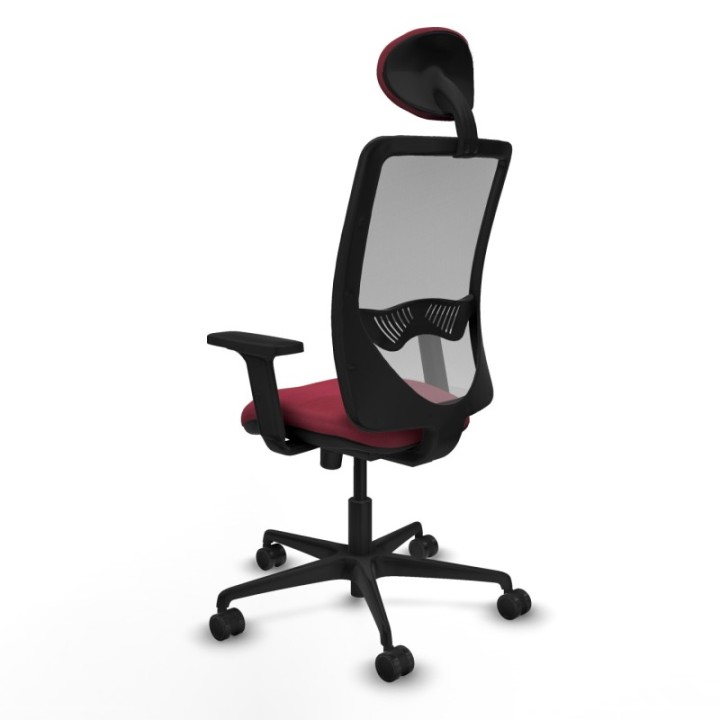 Zulema sincro malla gris bali granate brazos 2D base nailon cabecero fijo ruedas 65mm nailon