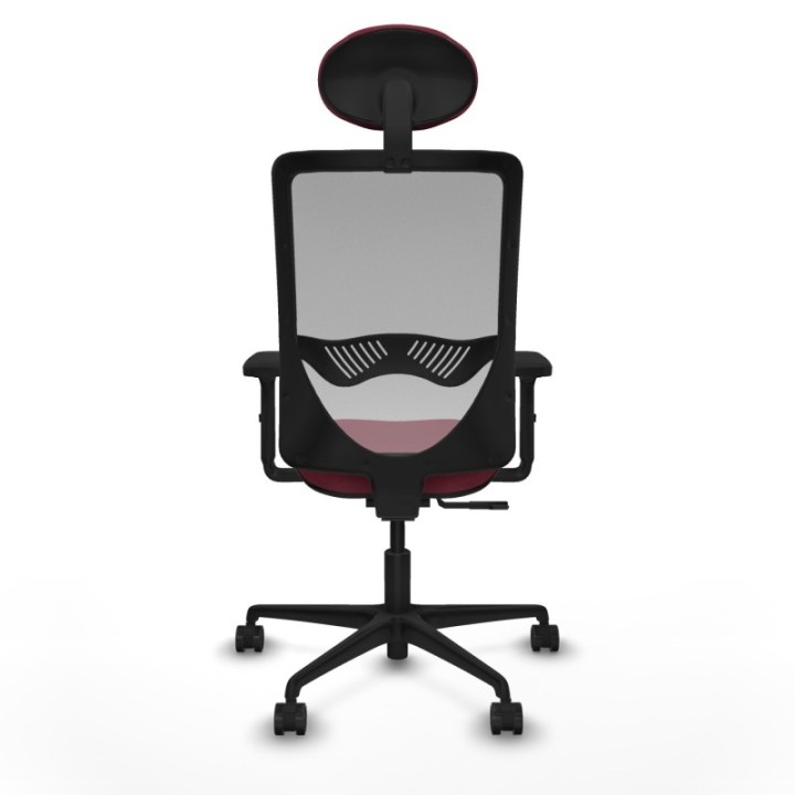 Zulema sincro malla gris bali granate brazos 2D base nailon cabecero fijo ruedas 65mm nailon