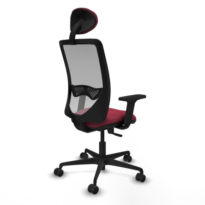 Zulema sincro malla gris bali granate brazos 2D base nailon cabecero fijo ruedas 65mm nailon