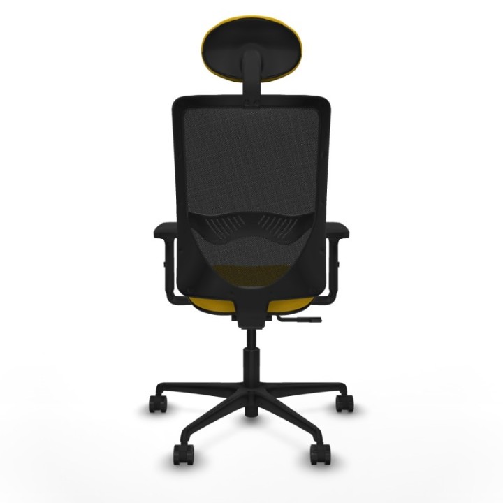 Zulema sincro malla negra bali amarillo brazos 2D base nailon cabecero fijo ruedas 65mm nailon