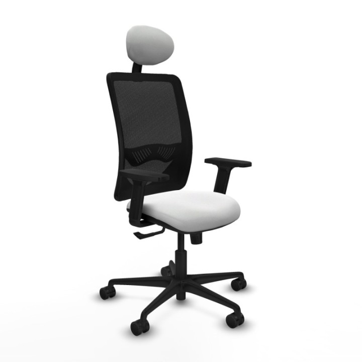 Zulema sincro malla negra bali blanco brazos 2D base nailon cabecero fijo ruedas 65mm nailon