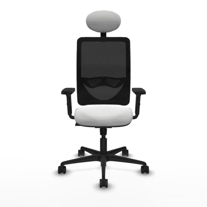 Zulema sincro malla negra bali blanco brazos 2D base nailon cabecero fijo ruedas 65mm nailon