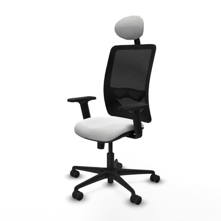 Zulema sincro malla negra bali blanco brazos 2D base nailon cabecero fijo ruedas 65mm nailon