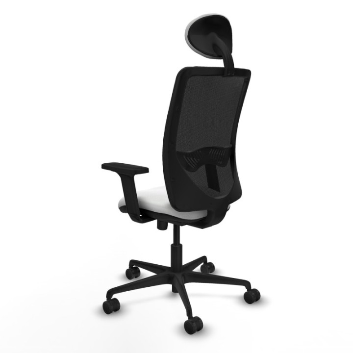 Zulema sincro malla negra bali blanco brazos 2D base nailon cabecero fijo ruedas 65mm nailon