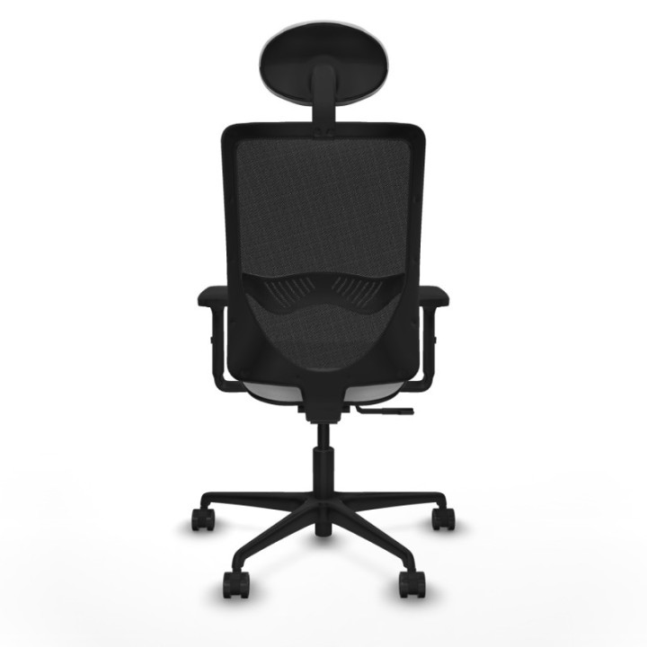 Zulema sincro malla negra bali blanco brazos 2D base nailon cabecero fijo ruedas 65mm nailon