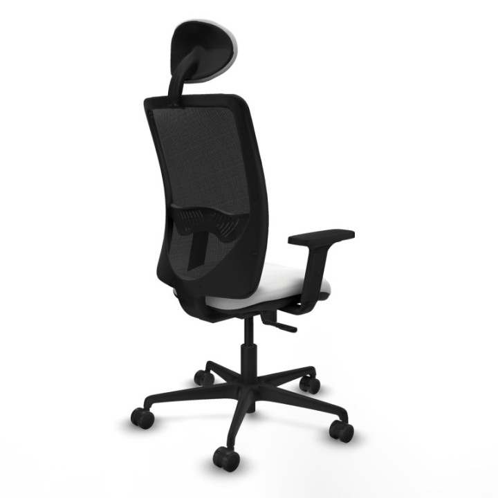 Zulema sincro malla negra bali blanco brazos 2D base nailon cabecero fijo ruedas 65mm nailon