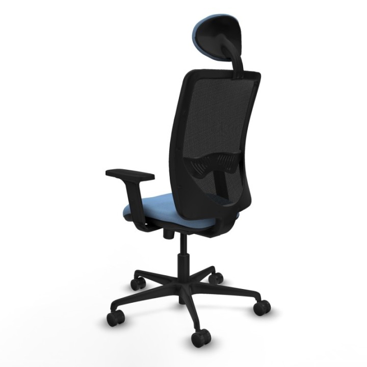 Zulema sincro malla negra bali azul cielo brazos 2D base nailon cabecero fijo ruedas 65mm nailon