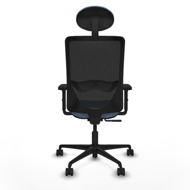 Zulema sincro malla negra bali azul cielo brazos 2D base nailon cabecero fijo ruedas 65mm nailon