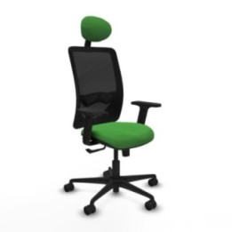 Zulema sincro malla negra bali verde brazos 2D base nailon cabecero fijo ruedas 65mm nailon