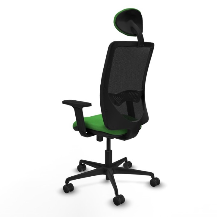 Zulema sincro malla negra bali verde brazos 2D base nailon cabecero fijo ruedas 65mm nailon