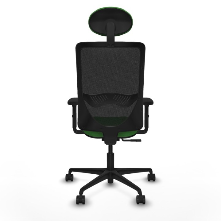 Zulema sincro malla negra bali verde brazos 2D base nailon cabecero fijo ruedas 65mm nailon