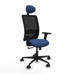 Zulema sincro malla negra bali azul marino brazos 2D base nailon cabecero fijo ruedas 65mm nailon