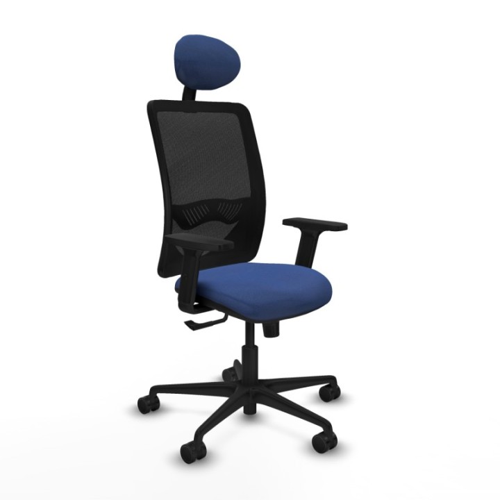 Zulema sincro malla negra bali azul marino brazos 2D base nailon cabecero fijo ruedas 65mm nailon