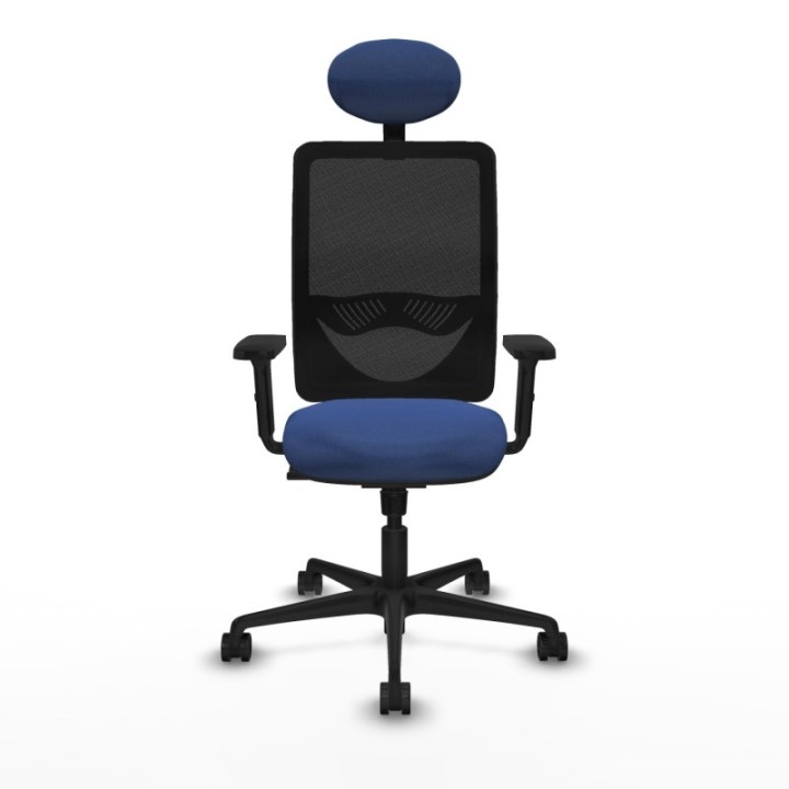 Zulema sincro malla negra bali azul marino brazos 2D base nailon cabecero fijo ruedas 65mm nailon