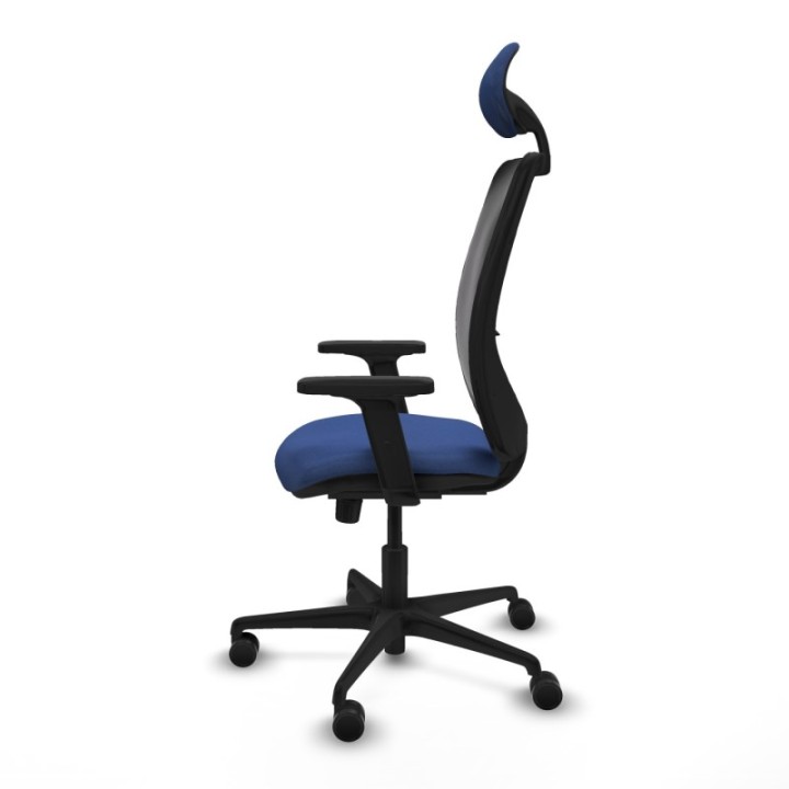 Zulema sincro malla negra bali azul marino brazos 2D base nailon cabecero fijo ruedas 65mm nailon