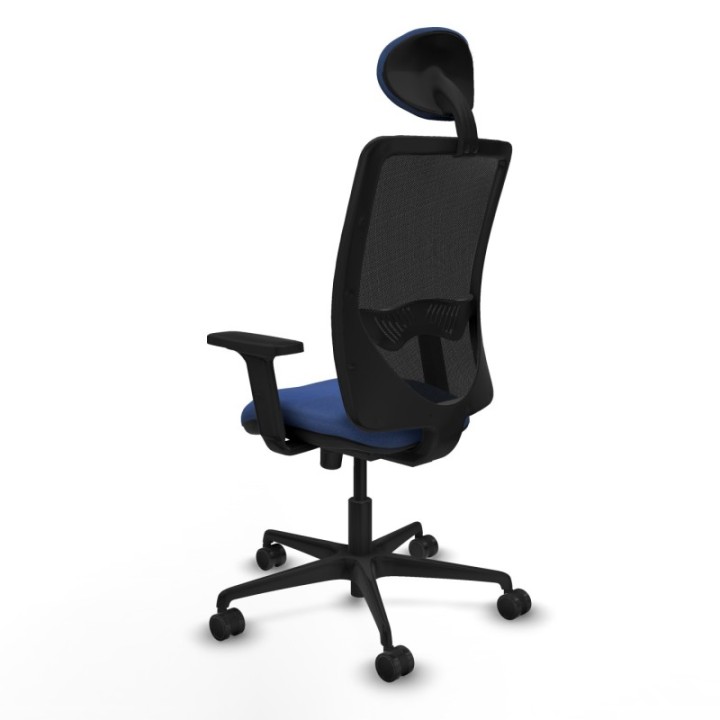 Zulema sincro malla negra bali azul marino brazos 2D base nailon cabecero fijo ruedas 65mm nailon